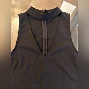 Women’s Black V-Cut Neckline Blouse with Collar